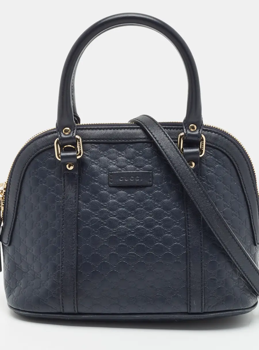 Gucci Nice Mini Navy Blue Microguccissima Leather Dome Bag
