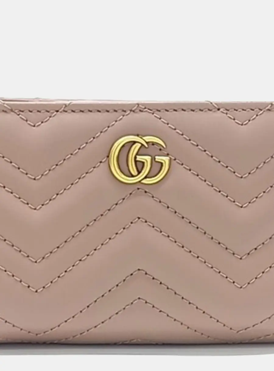 Gucci GG Marmont Mini Beige Matelasse Calfskin Leather Wallet Bag