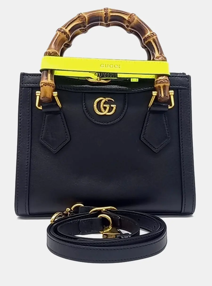 Gucci Diana Black Bamboo and Leather Tote Shoulder Bag