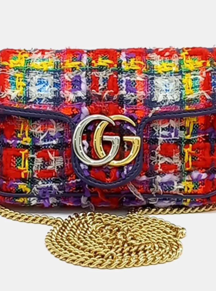 Gucci Multicolor Tweed Super Mini Crossbody Bag (476433)