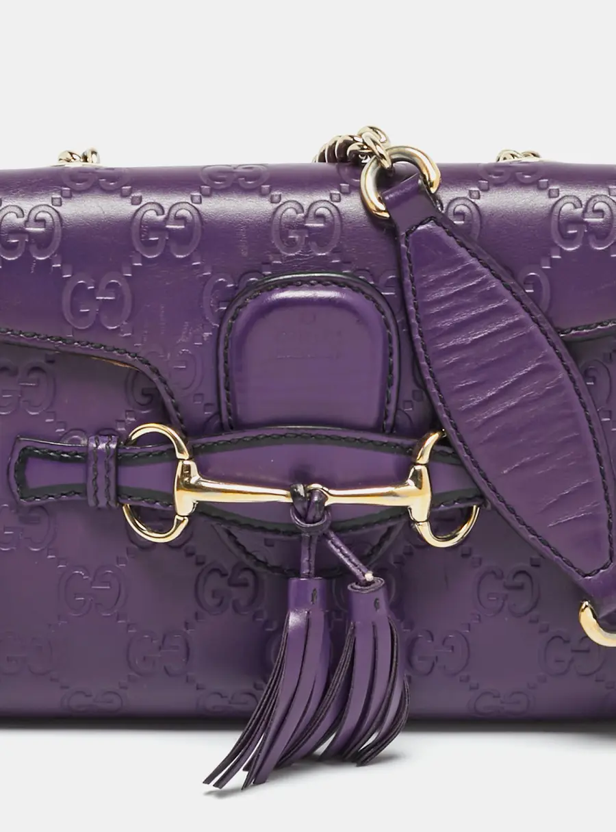 Gucci Emily Mini Purple Guccissima Leather Shoulder Bag