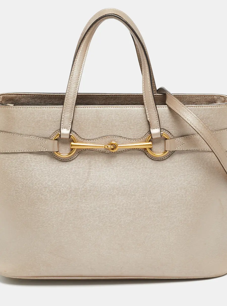 Gucci Bright Bit Medium Metallic Leather Tote