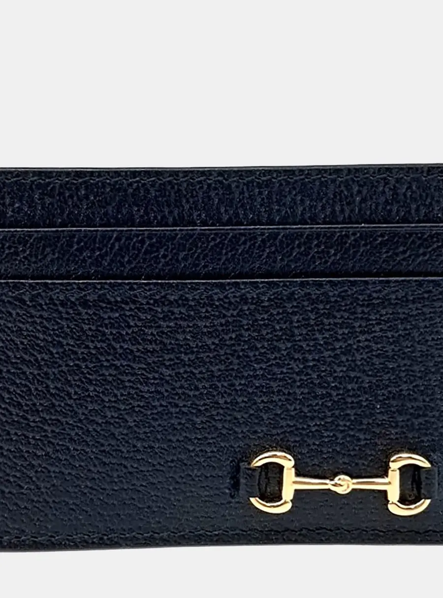 Gucci Horsebit Dark Navy Leather Card Holder Bag