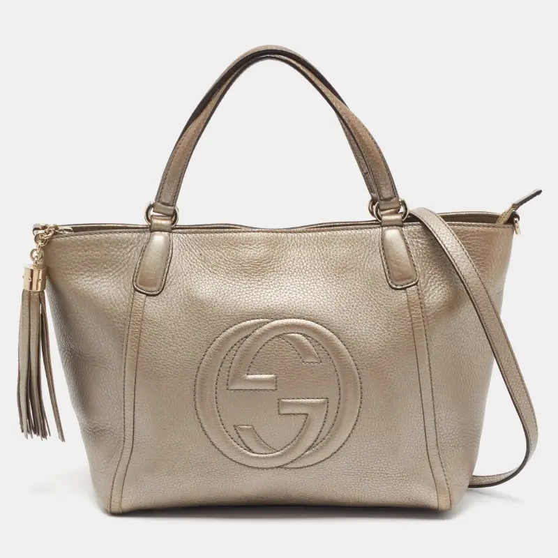Gucci Soho Zip Gold Leather Tote