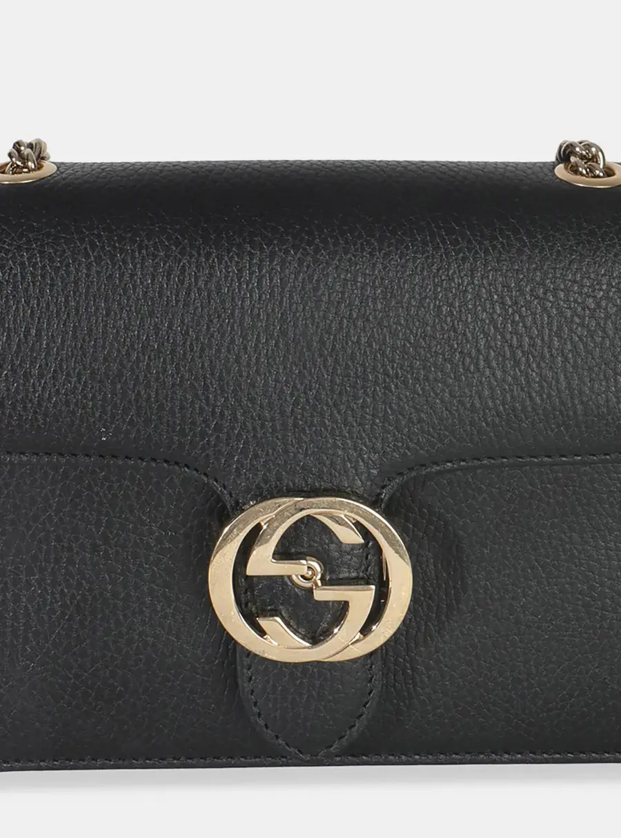 Gucci Black Dollar Calfskin Interlocking G Small Bag
