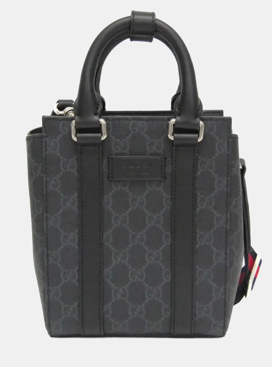 Gucci GG Supreme Leather Handbag Shoulder Bag Black