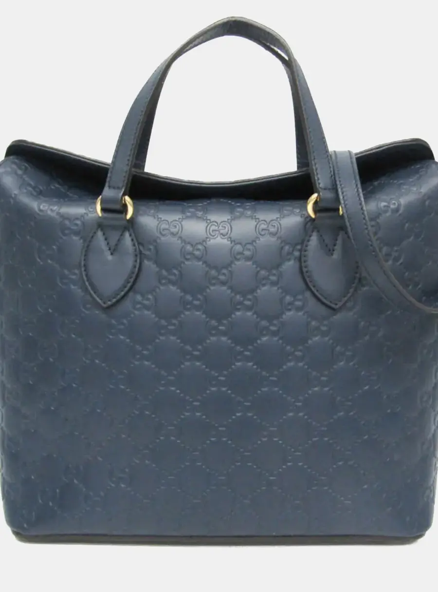Gucci Guccissima Blue Calf Leather Handbag Shoulder Bag