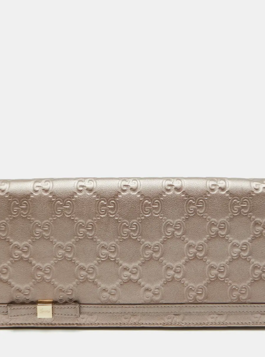 Gucci Mayfair Metallic Guccissima Leather Bow Continental Wallet