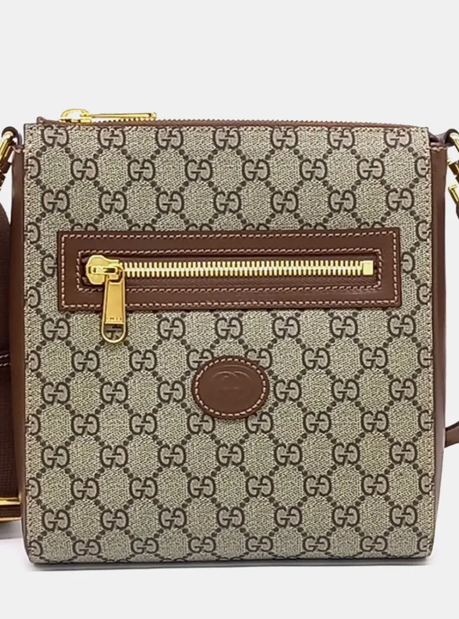 Gucci PVC Brown/Beige GG Supreme Messenger Bag (681021)