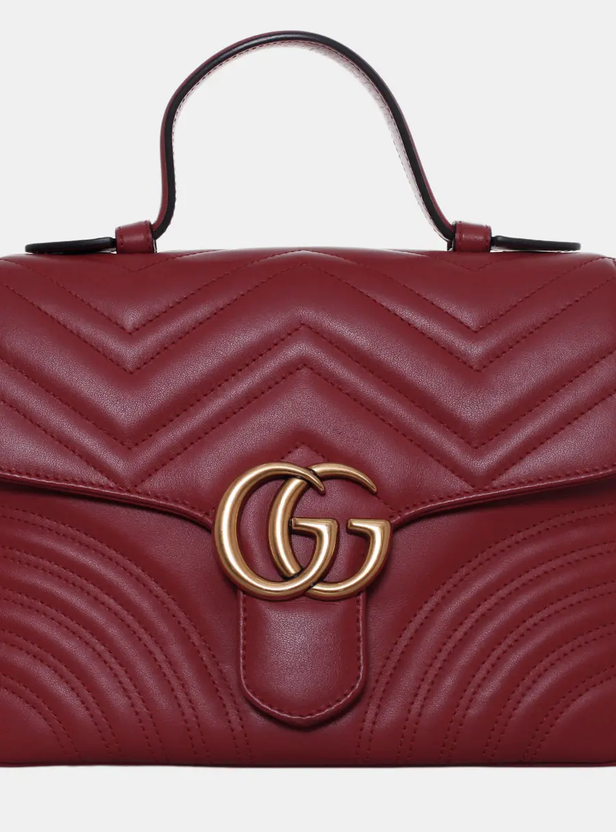 Gucci GG Marmont Small Red Calfskin Leather Top Handle Bag