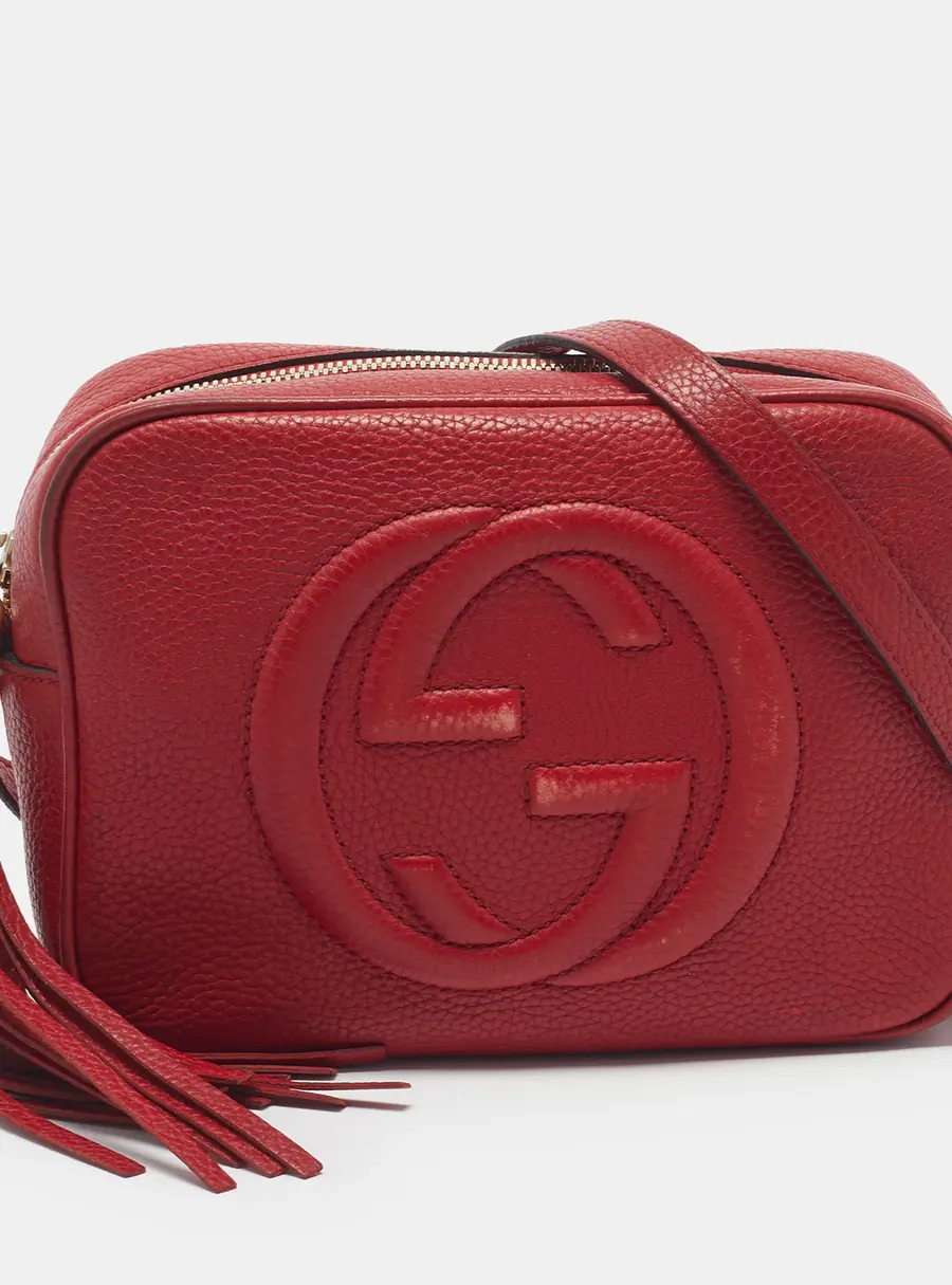 Gucci Soho Disco Red Leather Camera Crossbody Bag