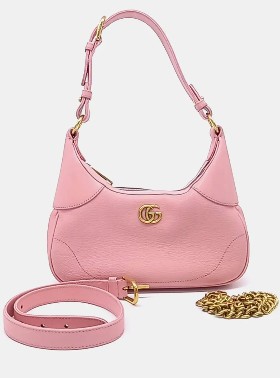 Gucci Pink Leather Aphrodite Shoulder Bag Small