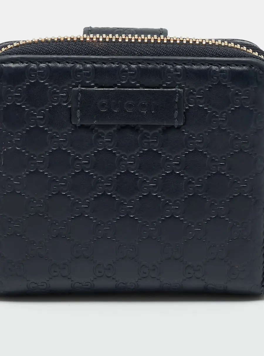 Gucci Zip Navy Blue Microguccissima Leather French Wallet