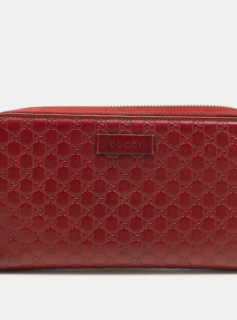 Gucci Red Microguccissima Leather Zip Around Wallet