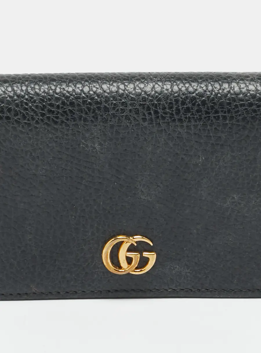Gucci GG Marmont Flap Black Leather Card Case