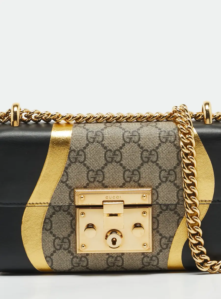 Gucci Padlock Small Beige/Black GG Supreme Canvas and Leather Shoulder Bag