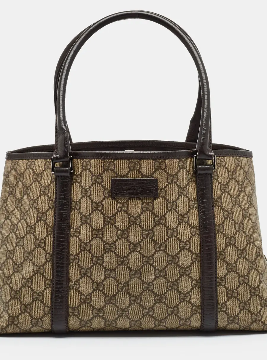 Gucci Joy Beige/Dark Brown GG Supreme Canvas and Leather Tote