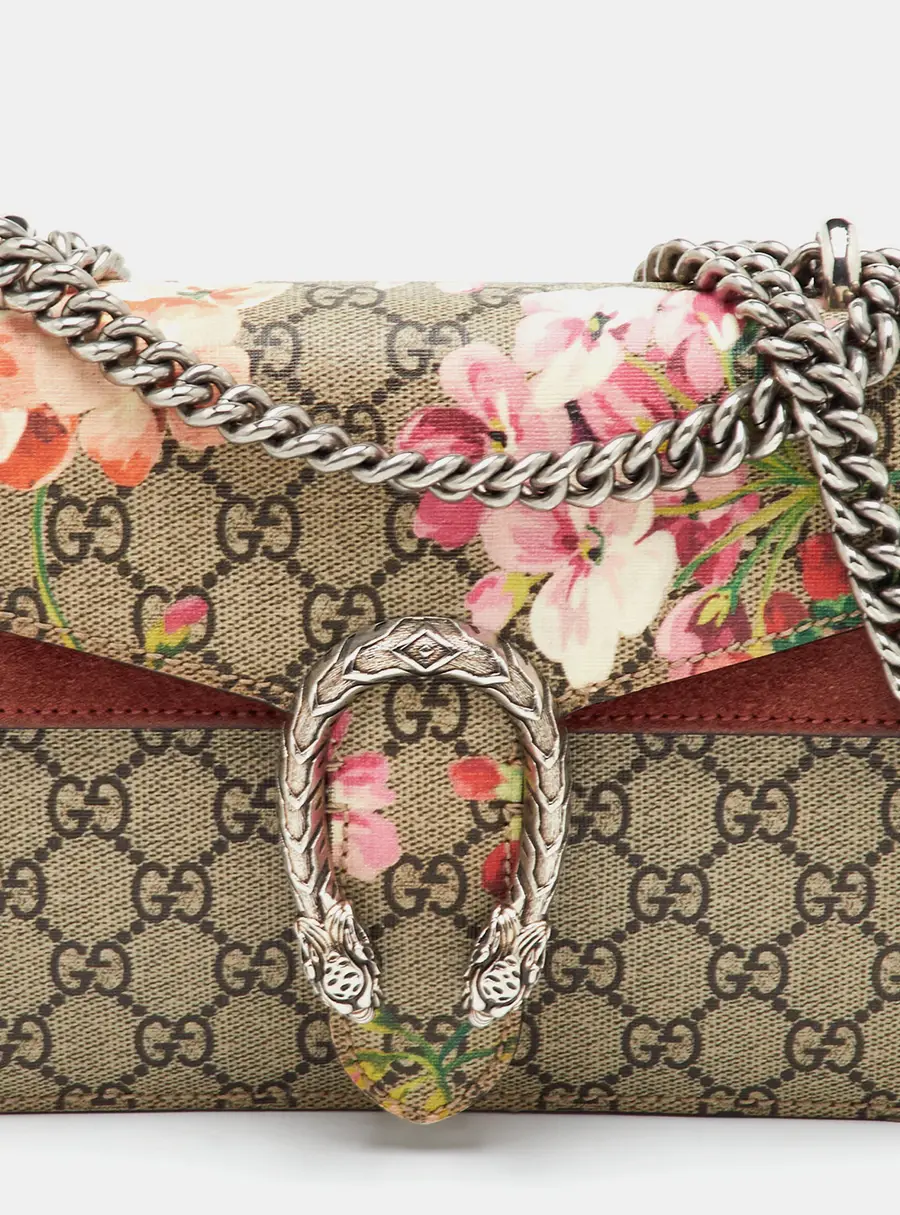 Gucci Dionysus Mini Multicolor Blooms GG Supreme Canvas and Suede Shoulder Bag