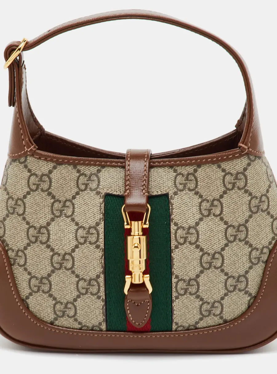 Gucci 1961 Jackie Mini Beige/Tan GG Supreme Canvas and Leather Hobo