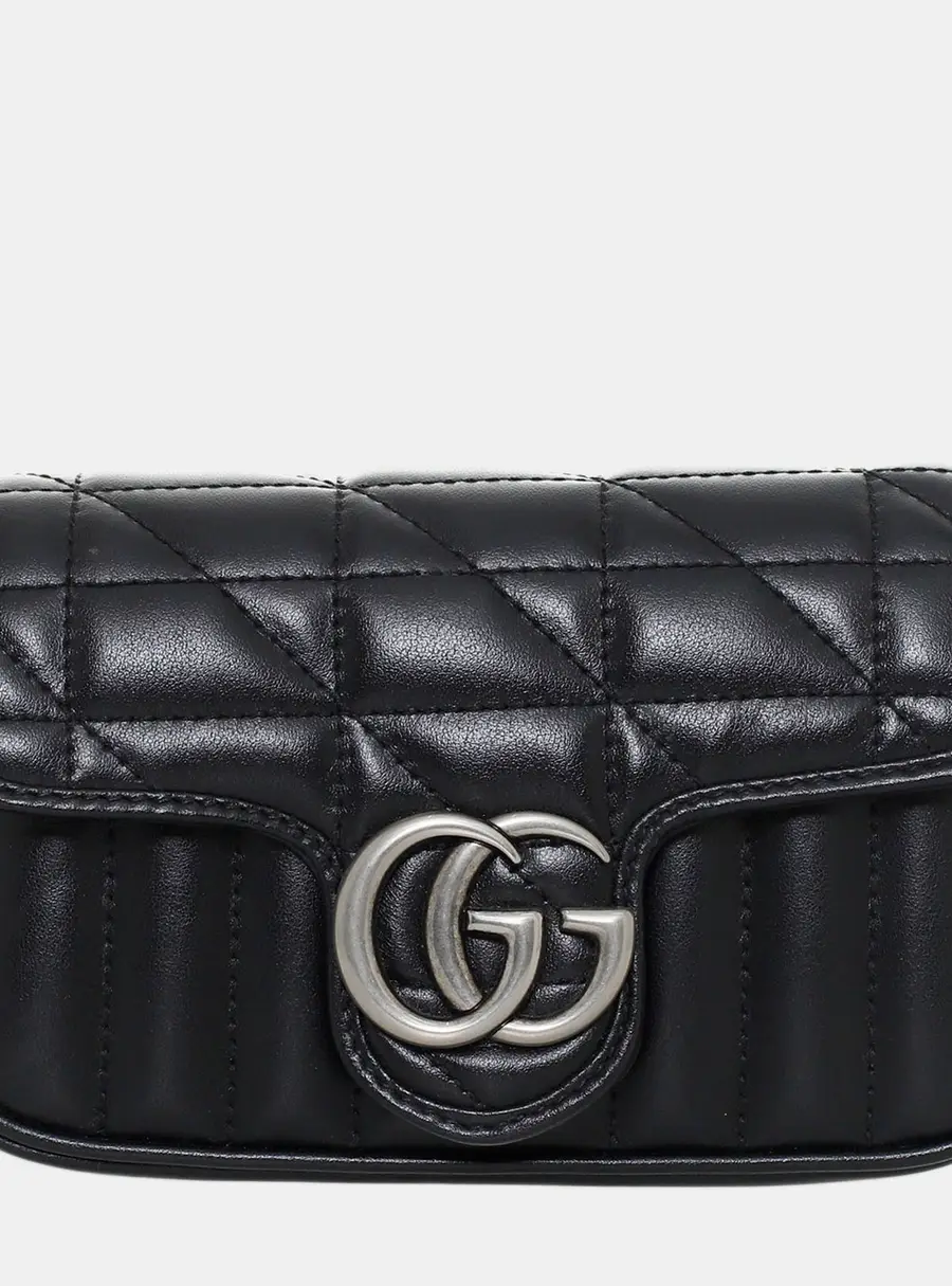 Gucci GG Marmont Super Mini Black Matelasse Leather Shoulder Bag