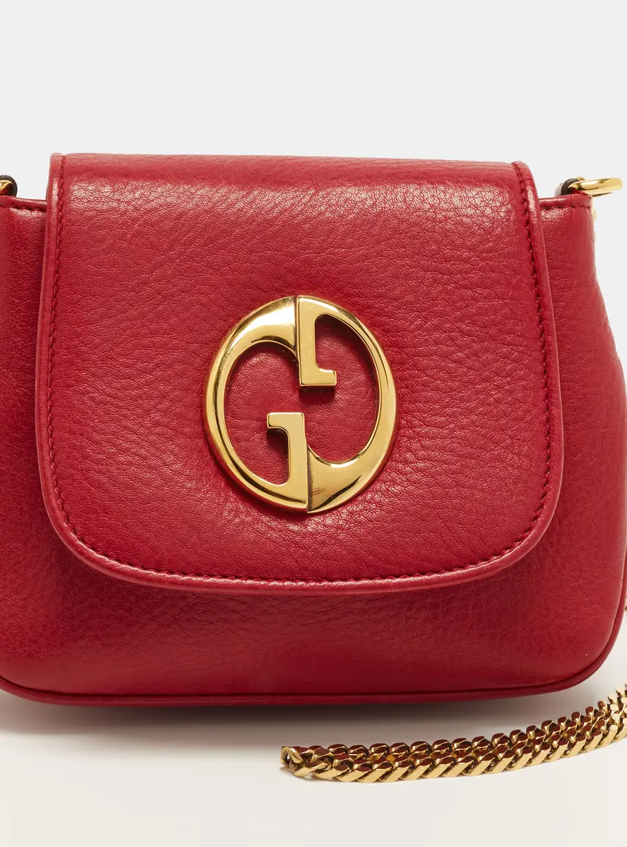 Gucci 1973 Chain Small Red Leather Crossbody Bag