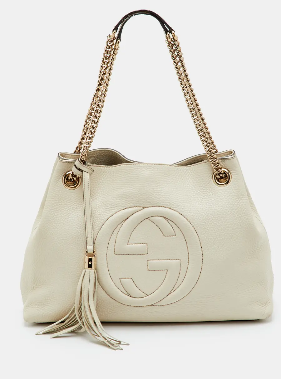 Gucci Soho Chain Medium Off White Leather Shoulder Bag
