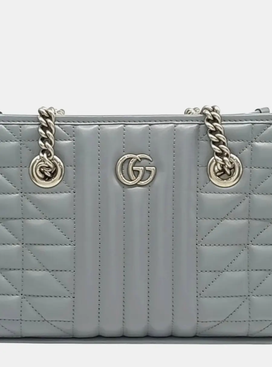 Gucci Grey Leather GG Marmont Shoulder Bag
