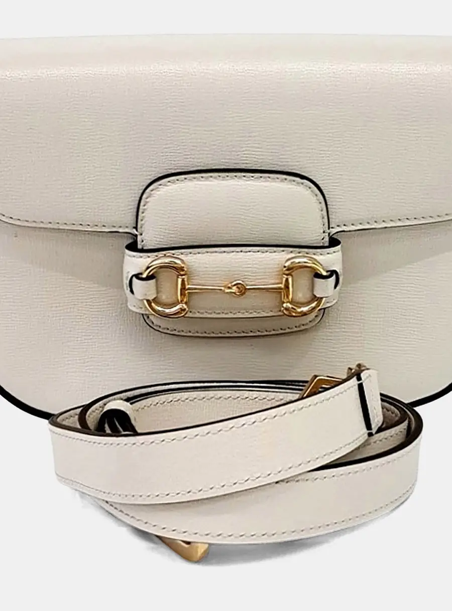 Gucci Black/Cream Leather Gucci Horsebit 1955 Mini Bag SHW