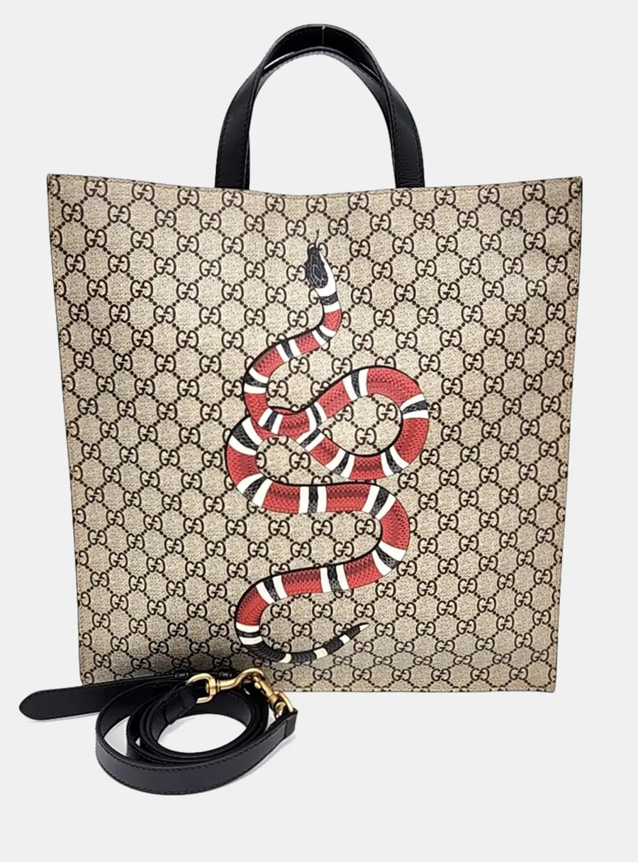 Gucci Multicolor PVC GG Supreme Tote and Shoulder Bag
