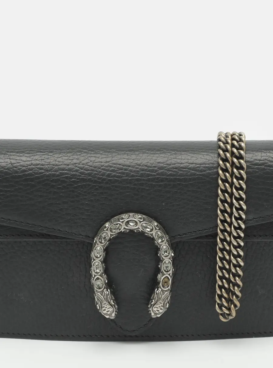 Gucci Dionysus Super Mini Black Leather Shoulder Bag