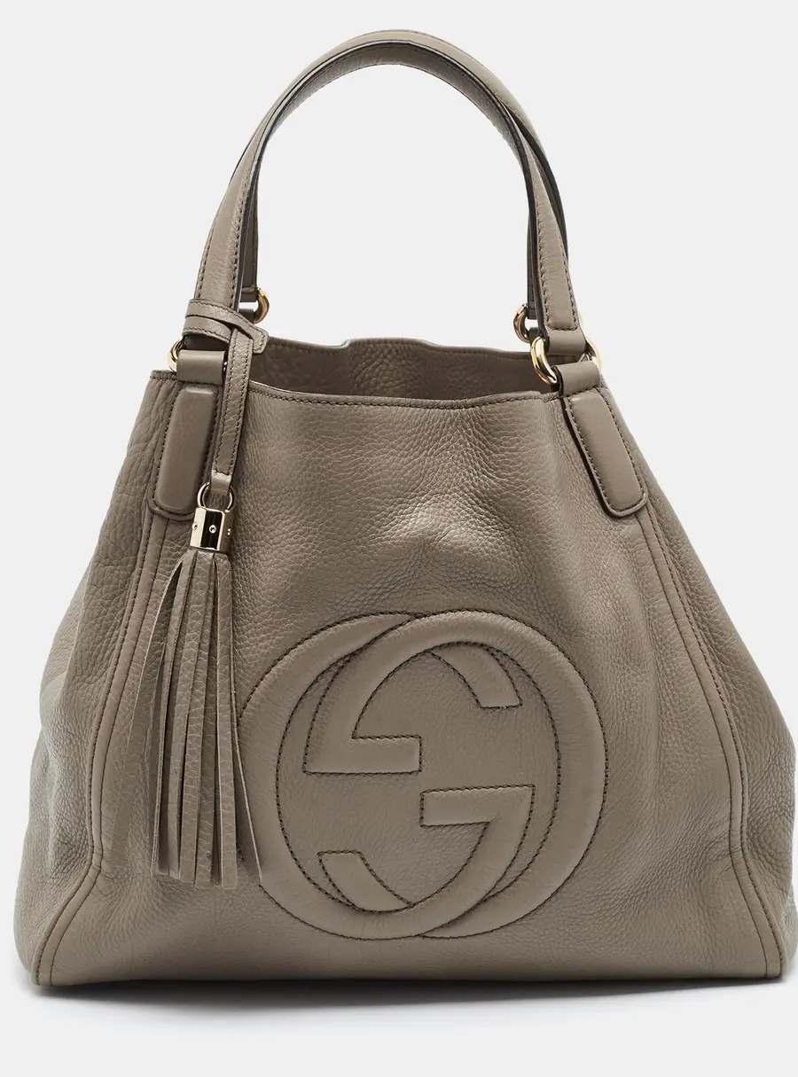 Gucci Soho Tassel Medium Grey Leather Tote