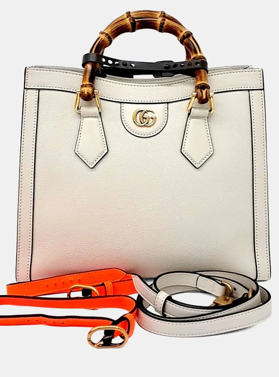 Gucci Beige Leather Diana Bamboo Tote Bag Small (660195)