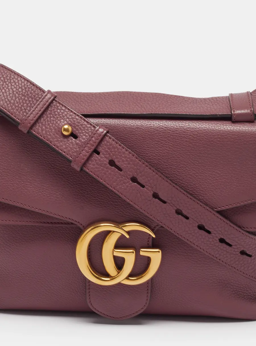 Gucci GG Marmont Double Flap Old Rose Leather Shoulder Bag