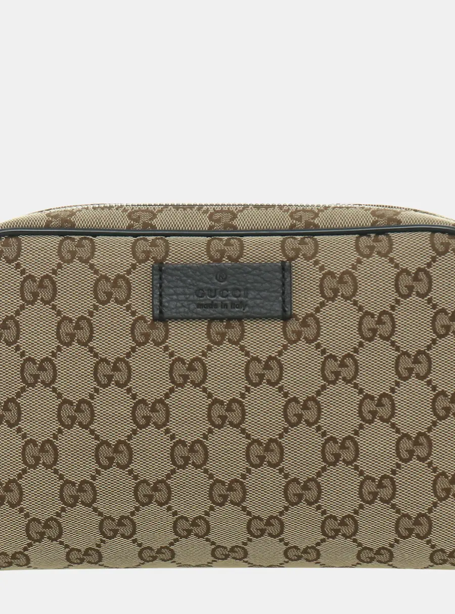 Gucci Waist Beige Monogram Canvas Belt Bag