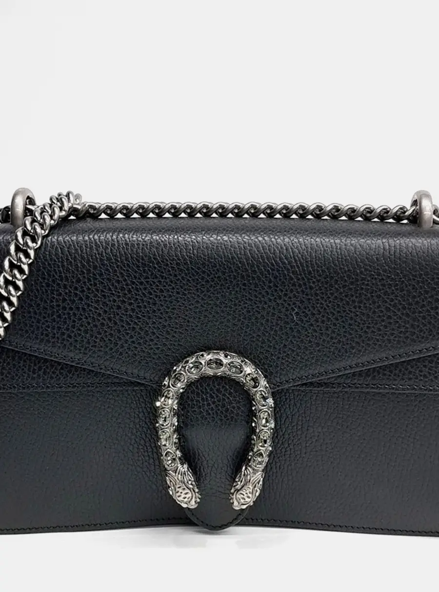 Gucci Black Leather Gucci Dionysus Chain Shoulder Bag (400249)