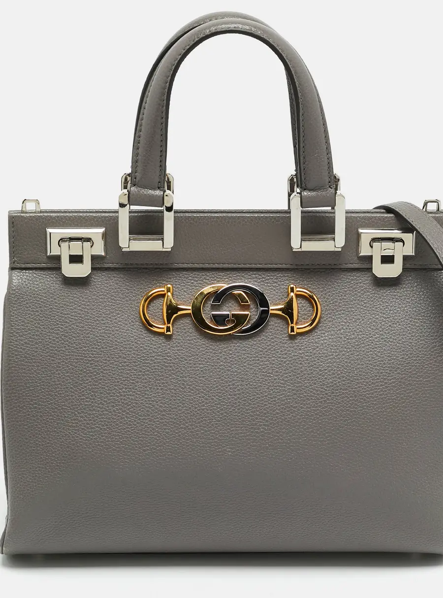 Gucci Zumi Small Grey Leather Tote
