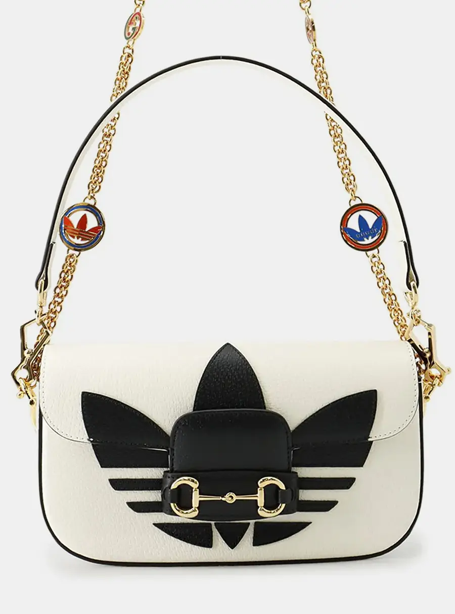 Gucci Adidas Collaboration Shoulder Bag Black/White Leather Bag