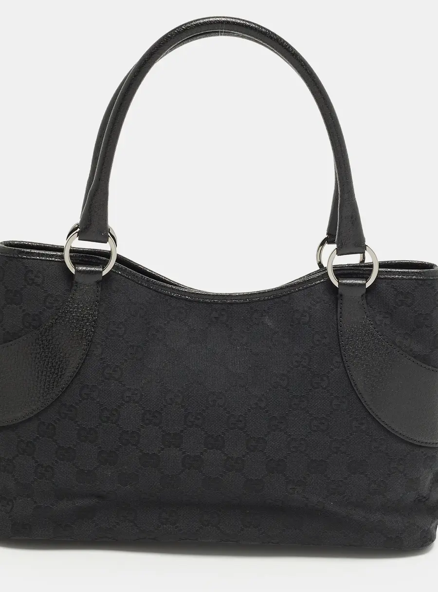 Gucci Black GG Canvas and Leather Tote