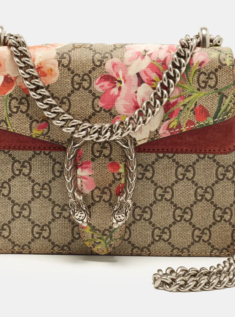 Gucci Dionysus Mini Pink/Beige GG Blooms Supreme Canvas and Suede Shoulder Bag