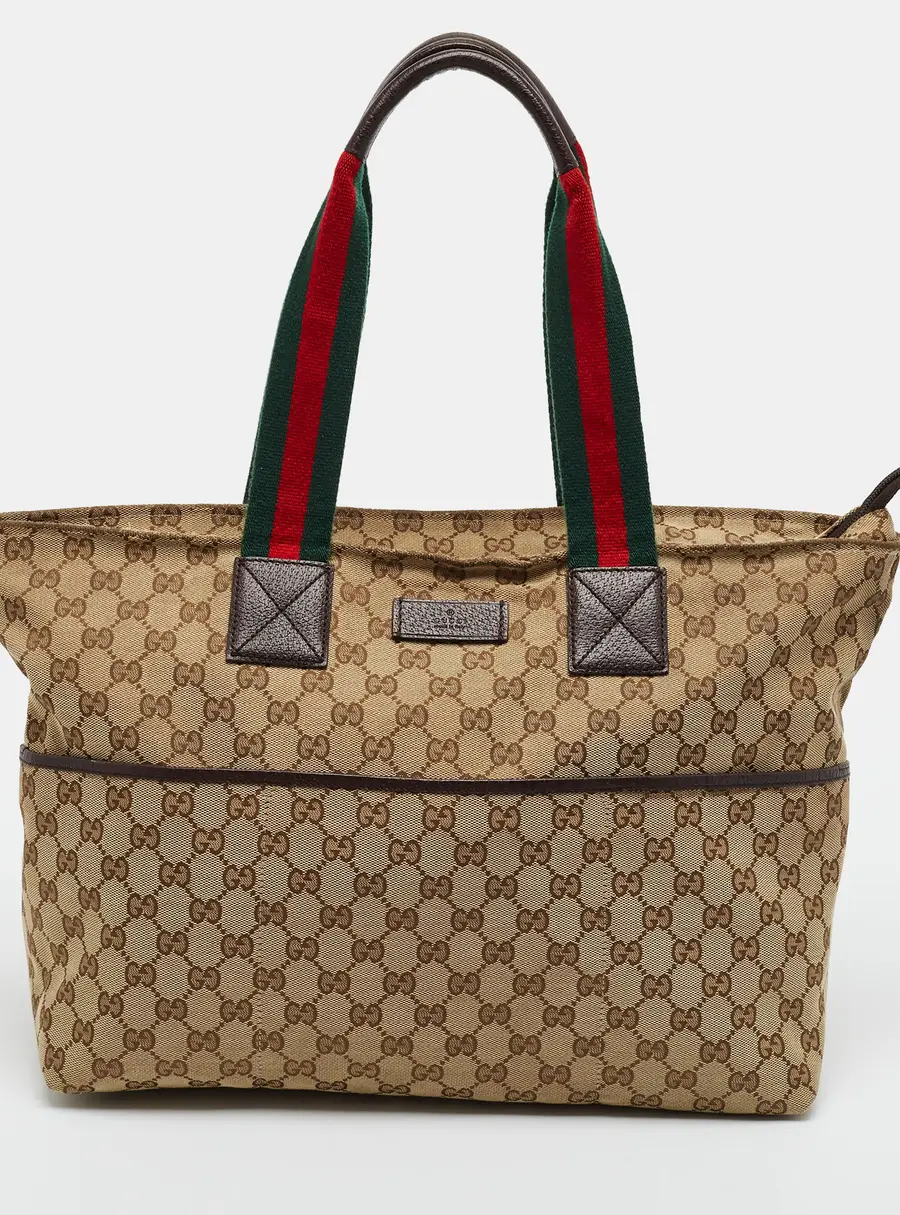 Gucci Web Diaper Beige GG Canvas Tote