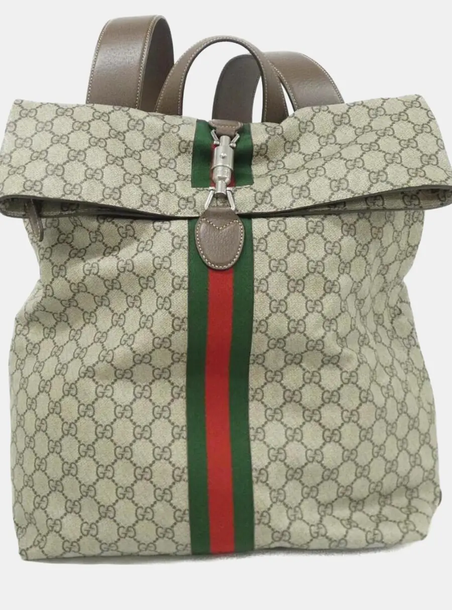 Gucci Jackie 1961 One Size Beige GG Supreme Canvas Backpack Bag