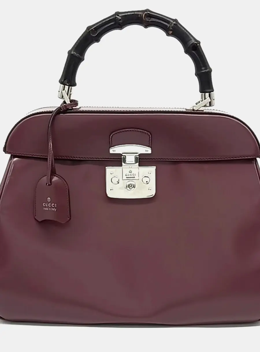 Gucci Purple Leather Ladylock Tote Bag (331829)