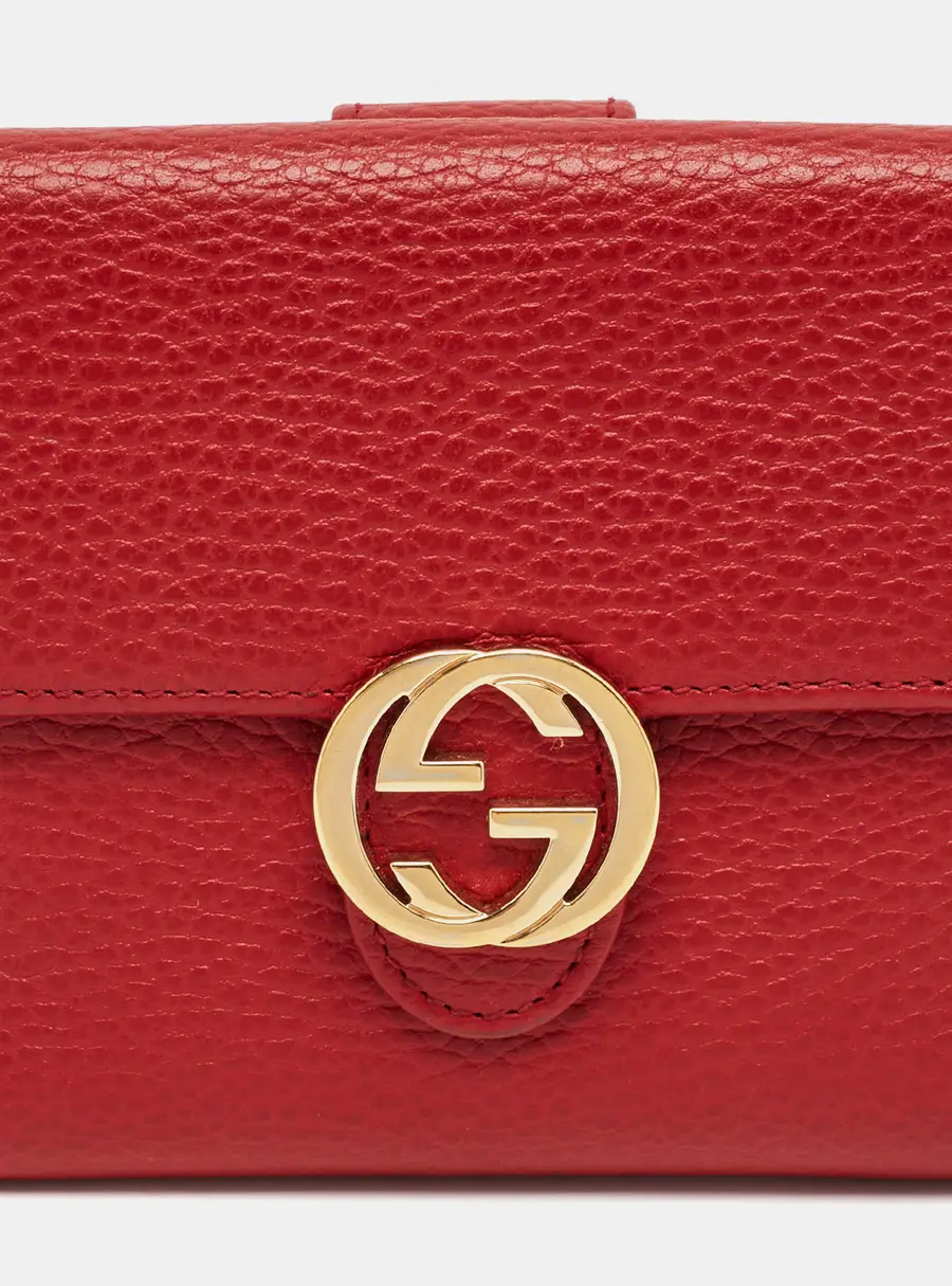 Gucci Interlocking G Red Leather French Wallet
