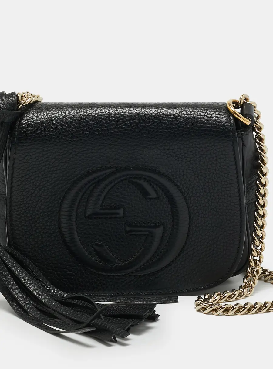 Gucci Soho Flap Chain Black Leather Crossbody Bag