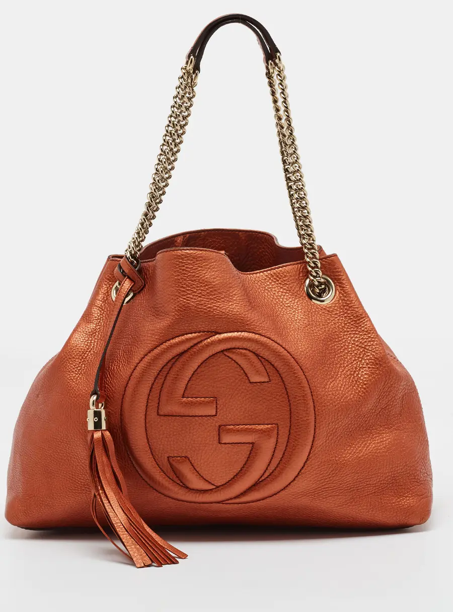Gucci Soho Chain Medium Bronze Leather Shoulder Bag