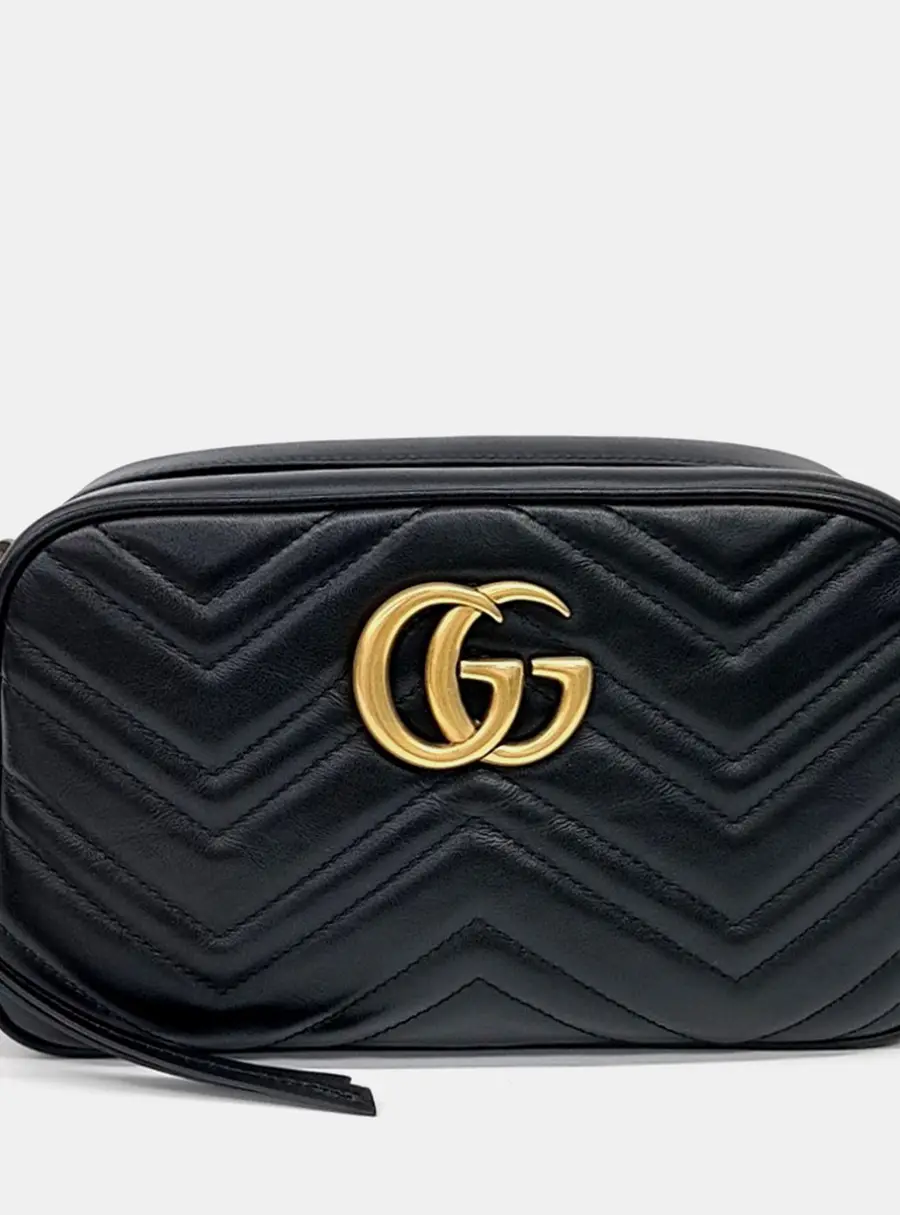 Gucci Black Leather Marmont Crossbody Bag (447632)