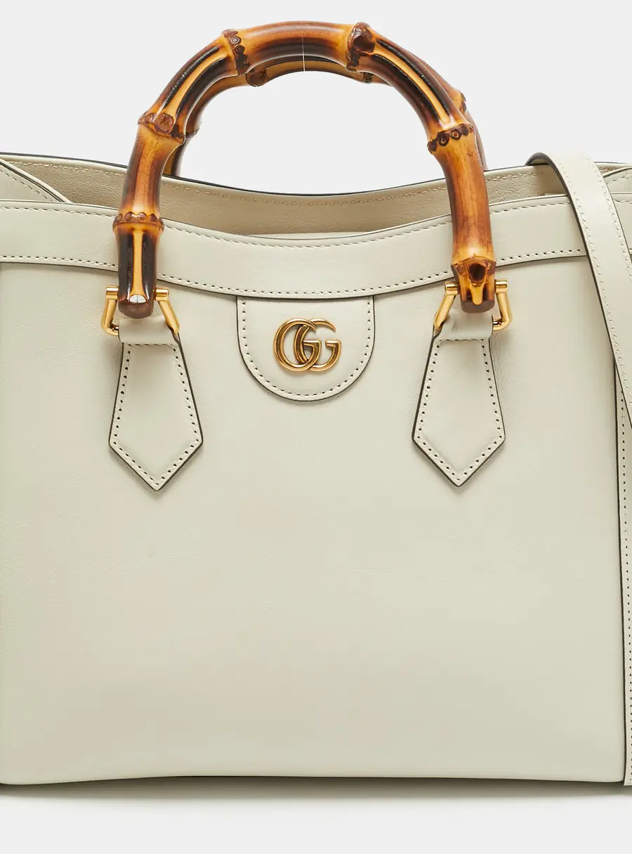 Gucci Bamboo Diana Medium Cream Leather Tote