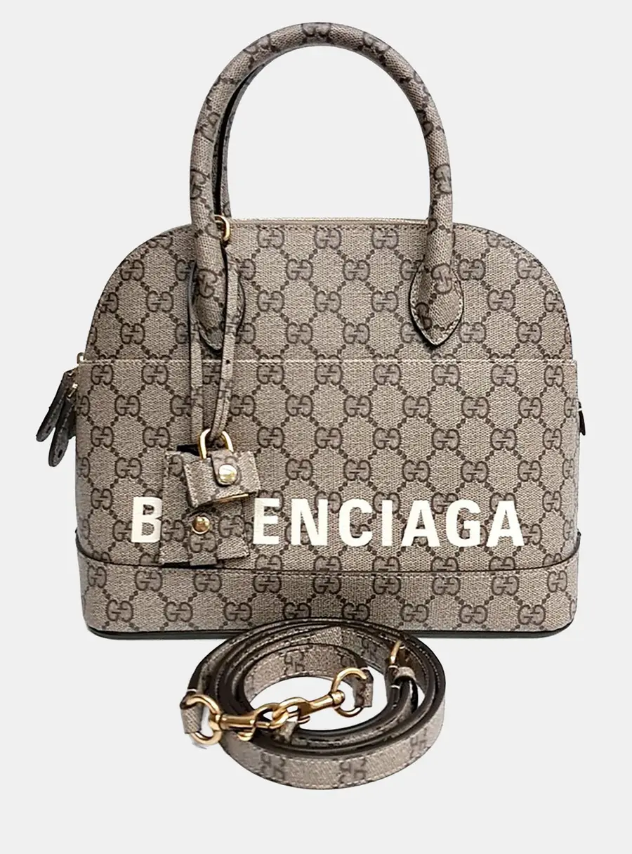 Gucci x Balenciaga Beige Leather Bill Small Top Handle Bag
