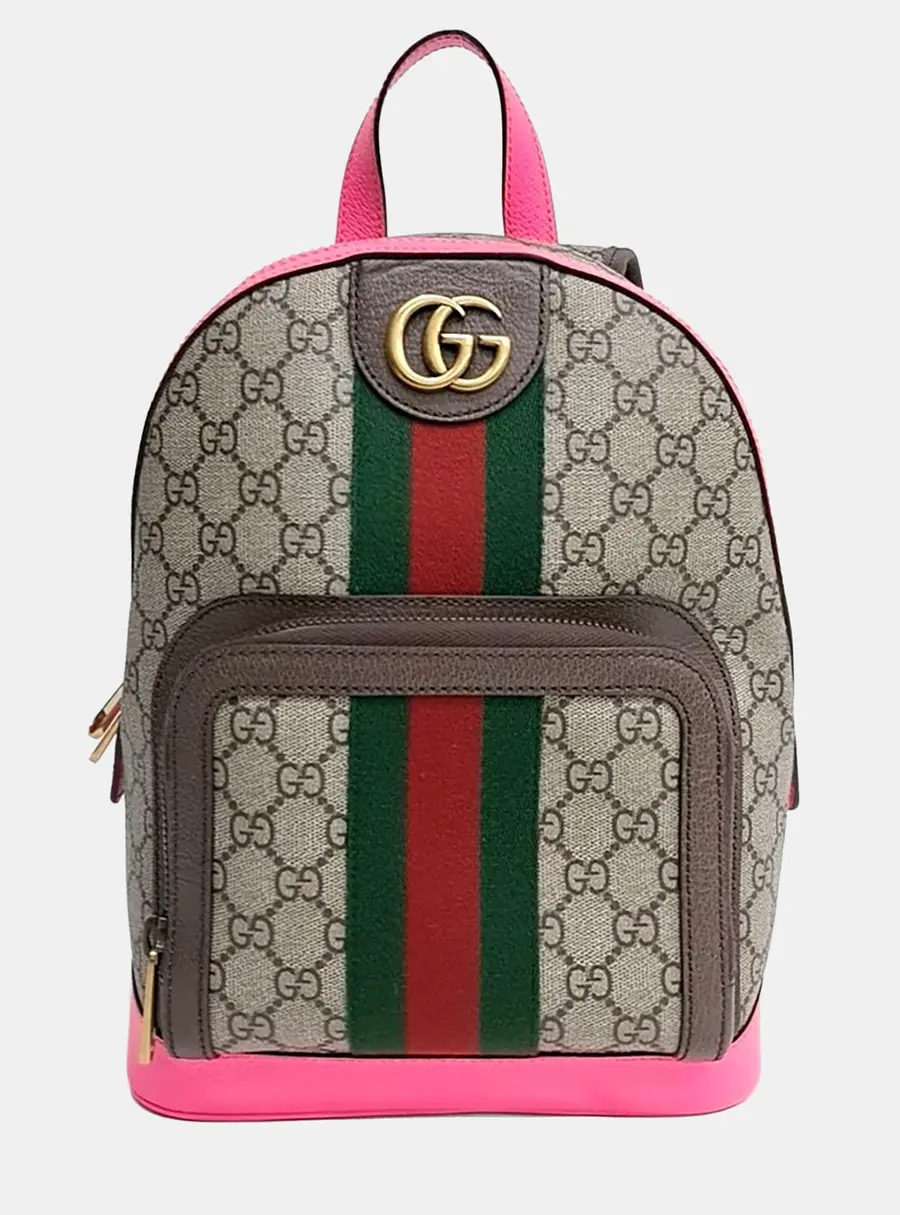 Gucci Ophidia Small Multicolor Coated Canvas Leather Backpack Bag