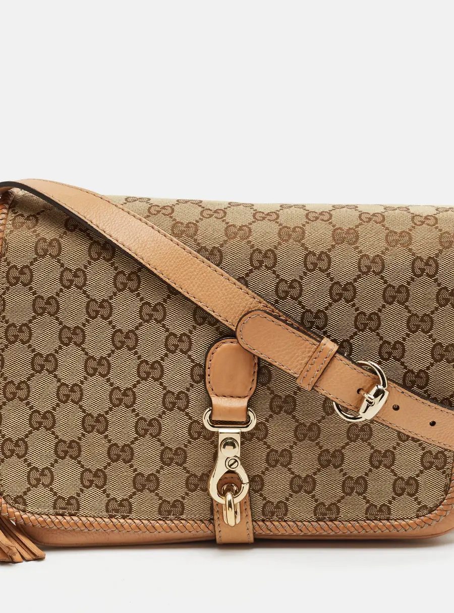 Gucci Marrakech Flap Beige GG Canvas and Leather Shoulder Bag